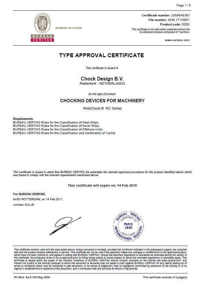 Bureau Veritas RotaChock Type Approval BV type appr front page cap.JPG